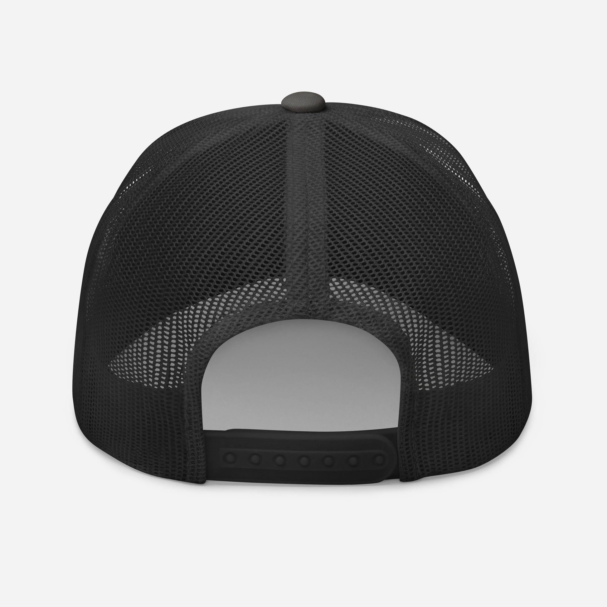 JEBO 1X retro trucker snapback cap, black mesh and dark front panel, white logo