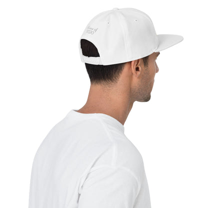 Jevin Colbert snapback cap, white front panels with curved brim