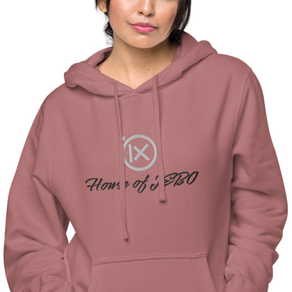 Rose vintage pigment hoodie with drawstring hood, kangaroo pocket, House of JERO graphic