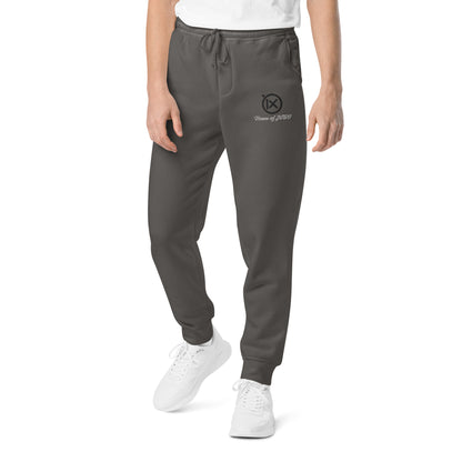 JEBO vintage pigment sweatpants, charcoal jogger with drawstring waist and cuffed ankles