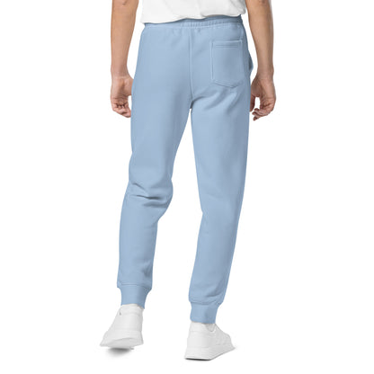 JEBO vintage pigment sweatpants, light blue jogger with side pockets and cuffed hems