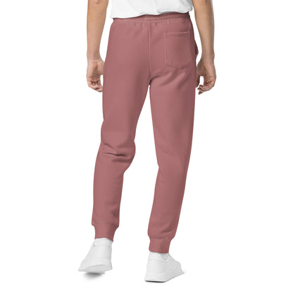 JEBO vintage pigment sweatpants, maroon jogger with side pockets and cuffed hems