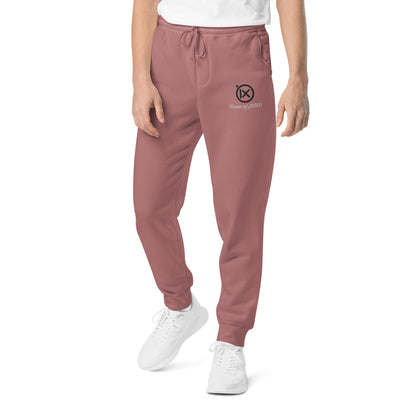 Vintage pigment sweatpants in mauve, drawstring waist and cuffed ankle