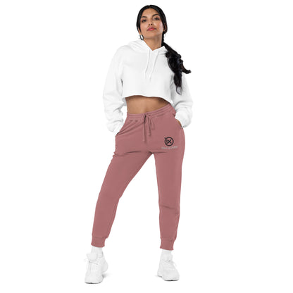 Maroon vintage pigment sweatpants with drawstring waist and small thigh logo