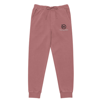 Vintage pigment sweatpants in dusty pink, elastic waistband with drawstring, cuffed hems, side logo