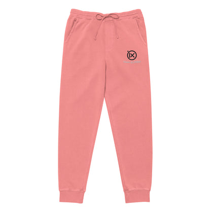 Vintage pigment sweatpants in pink with drawstring waist and logo on the thigh