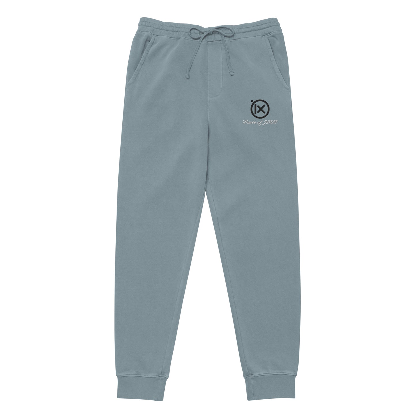 Vintage pigment sweatpants in slate blue with cuffed hems and drawstring waist logo