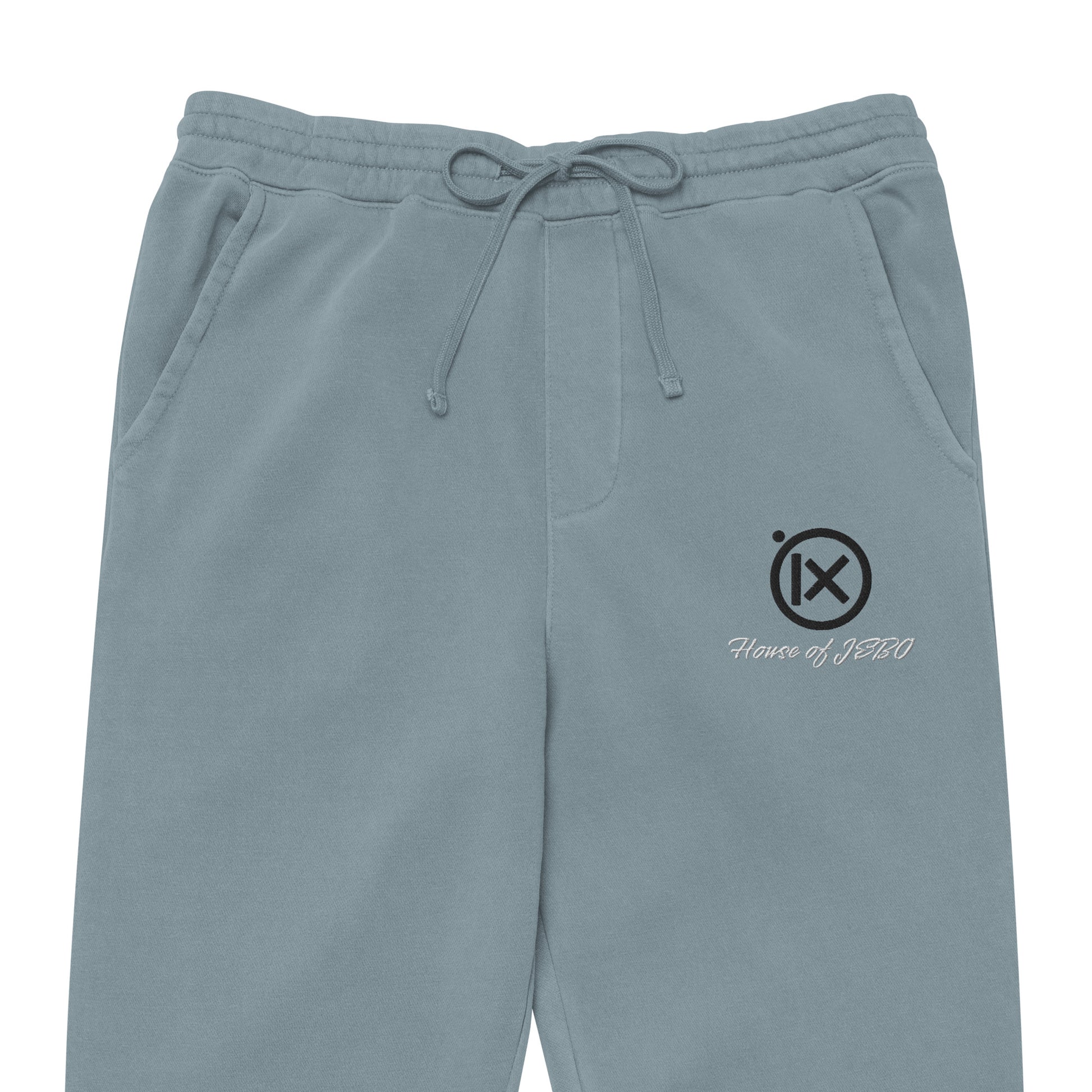 Vintage pigment sweatpants in slate blue with drawstring waist and right-thigh logo