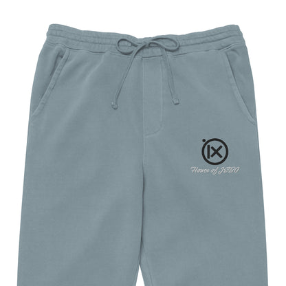 Vintage pigment sweatpants in slate blue with drawstring waist and right-thigh logo