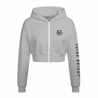 Women’s fleece zip-up hoodie with hood, front zipper, chest IX logo, long sleeves